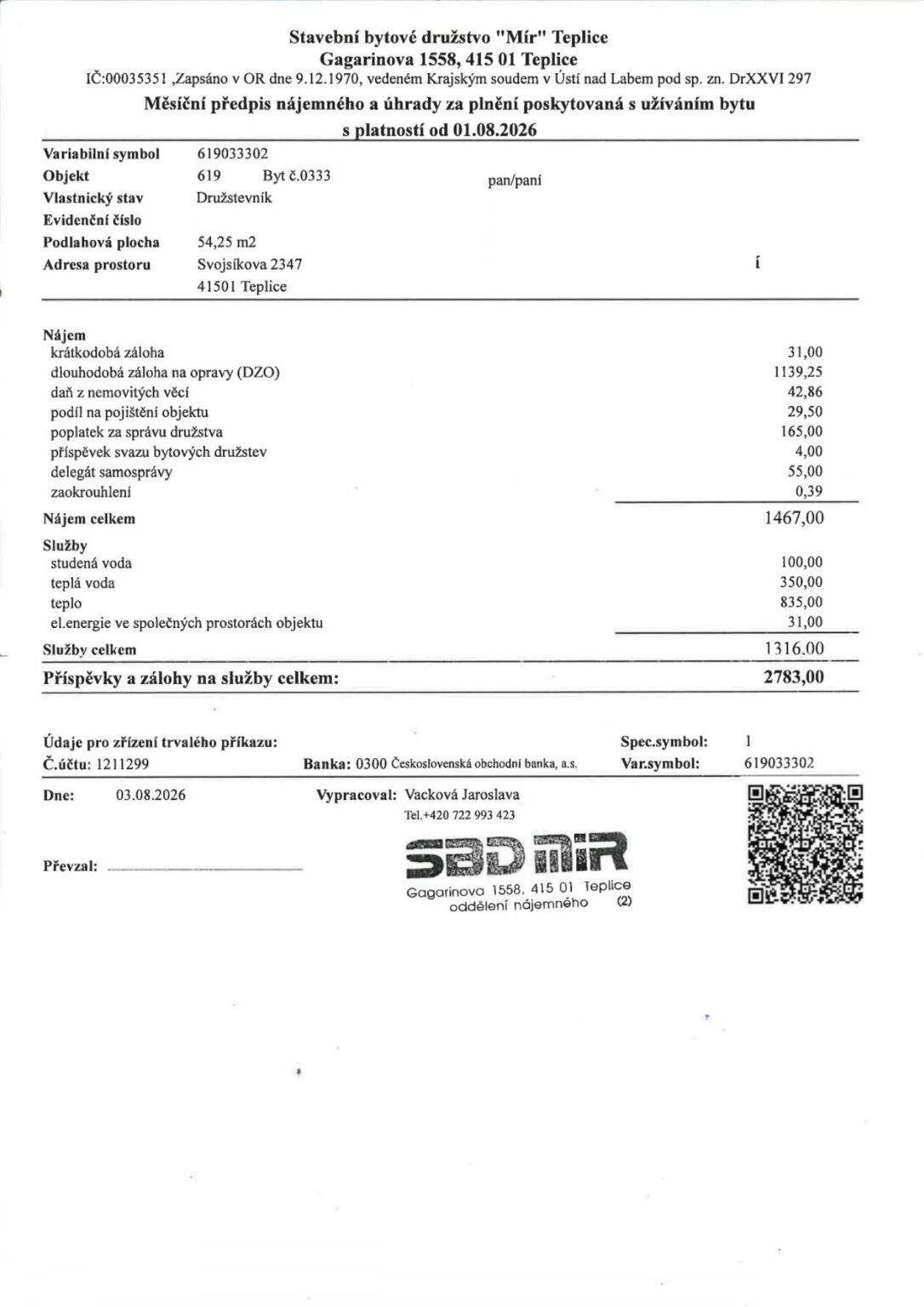 Evidenční list