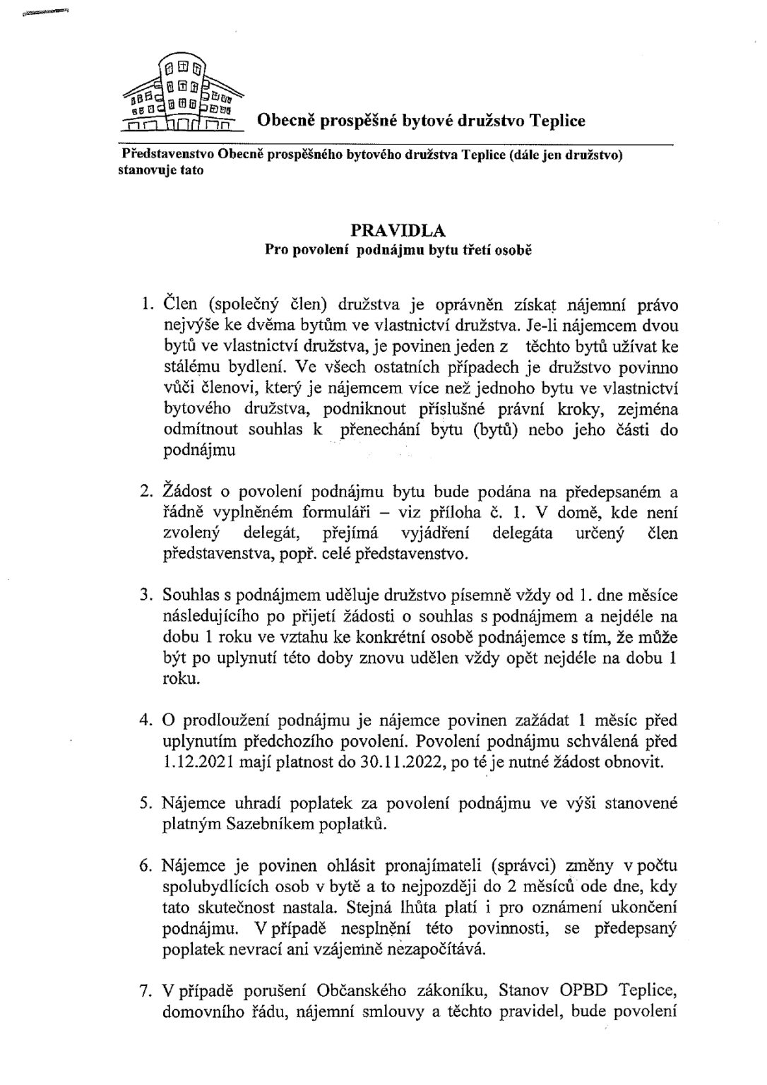 Pravidla podnájmu